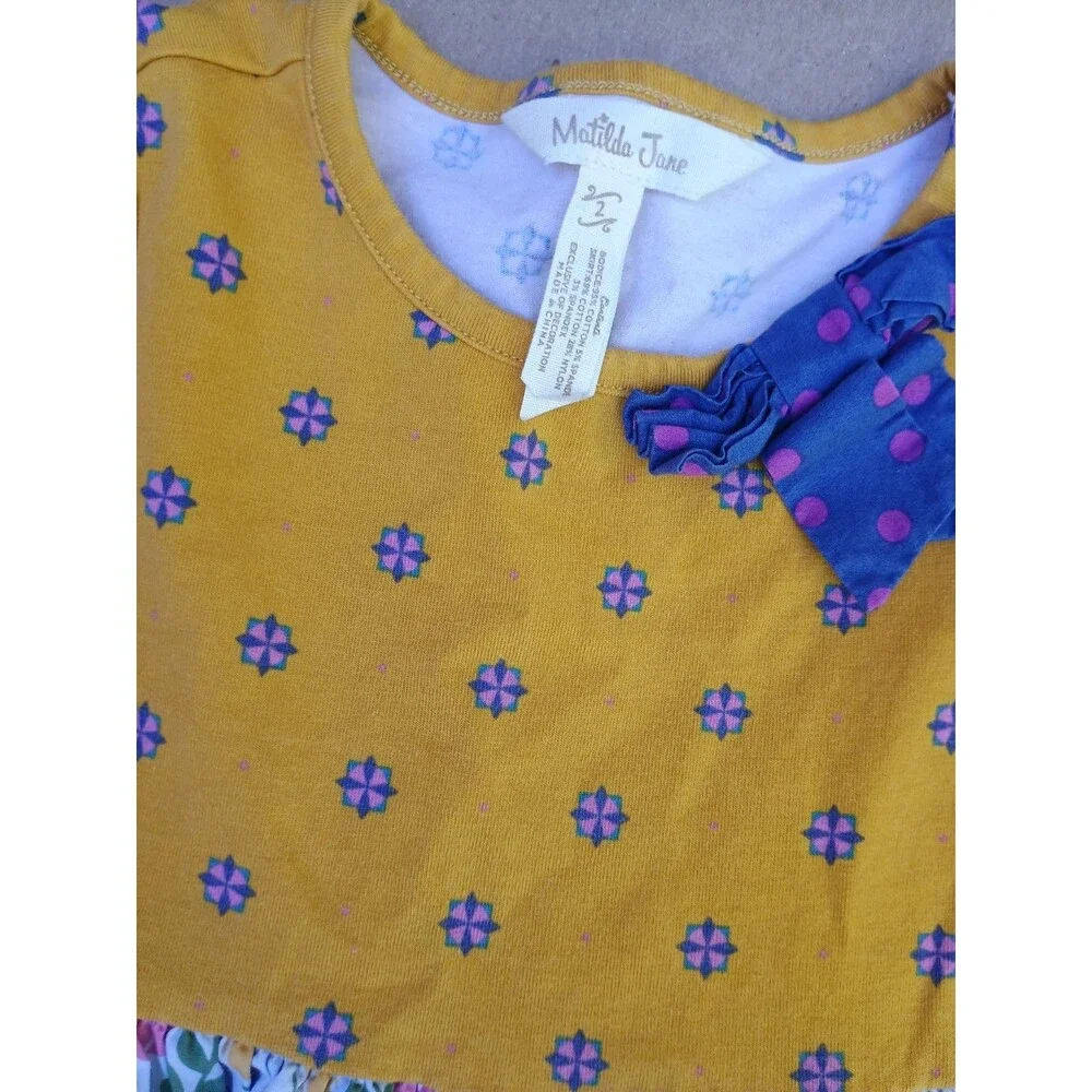 Girls Matilda Jane Ruffle Dress Choose path Gold Star Dress size 2 Yellow Blue